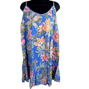 Billabong Womens Sunny Daze Mini Dress XL Blue Floral Sleeveless Relaxed NWT
